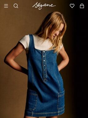 NWT Sézane Denim Pinafore Dress